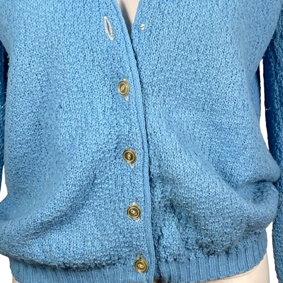 Vintage Penneys Button Up Cardigan Sweater Blue Long Sleeve Womens Size 40 - Picture 3 of 6